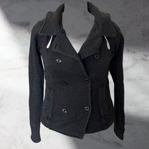 Vtg Hooded warm button gray coat jacket grey element